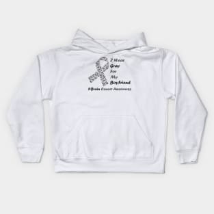 I Wear Gray For My Boyfriend Brain Cancer Awareness warrior Kids Hoodie